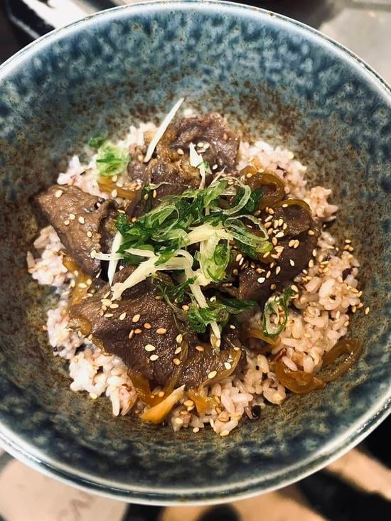 Gyudon beef rice bowl.