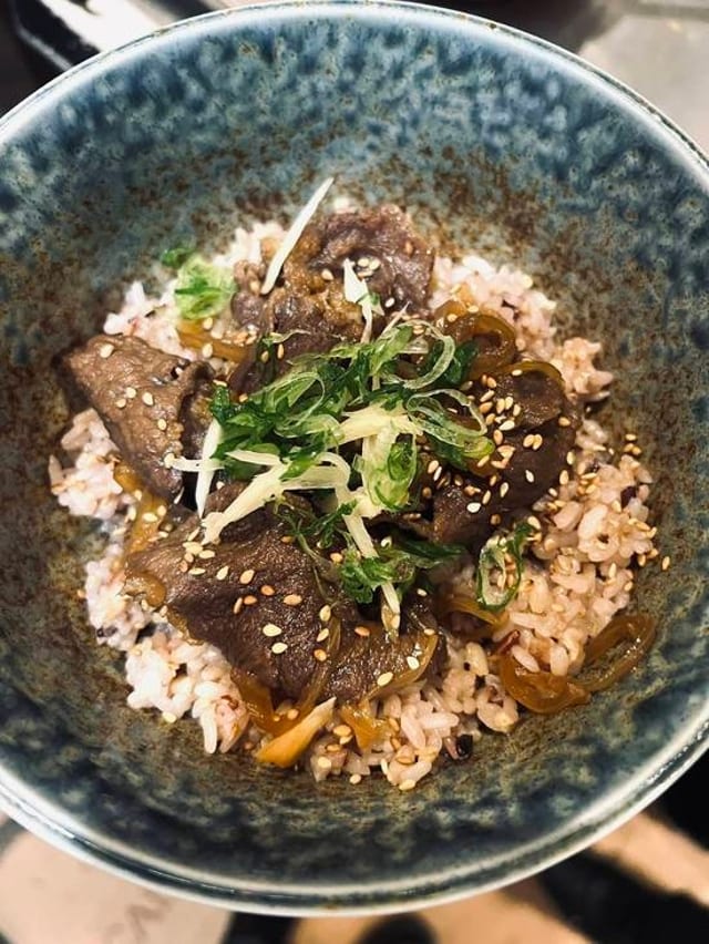 Gyudon beef rice bowl.