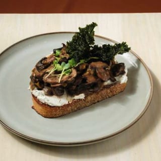 miso mushroom with leeks tartine ( toast )